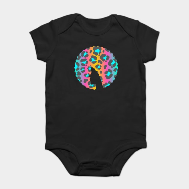 Afro Hair Woman with Animal African Pattern, Black History Baby Bodysuit by logiamerch
